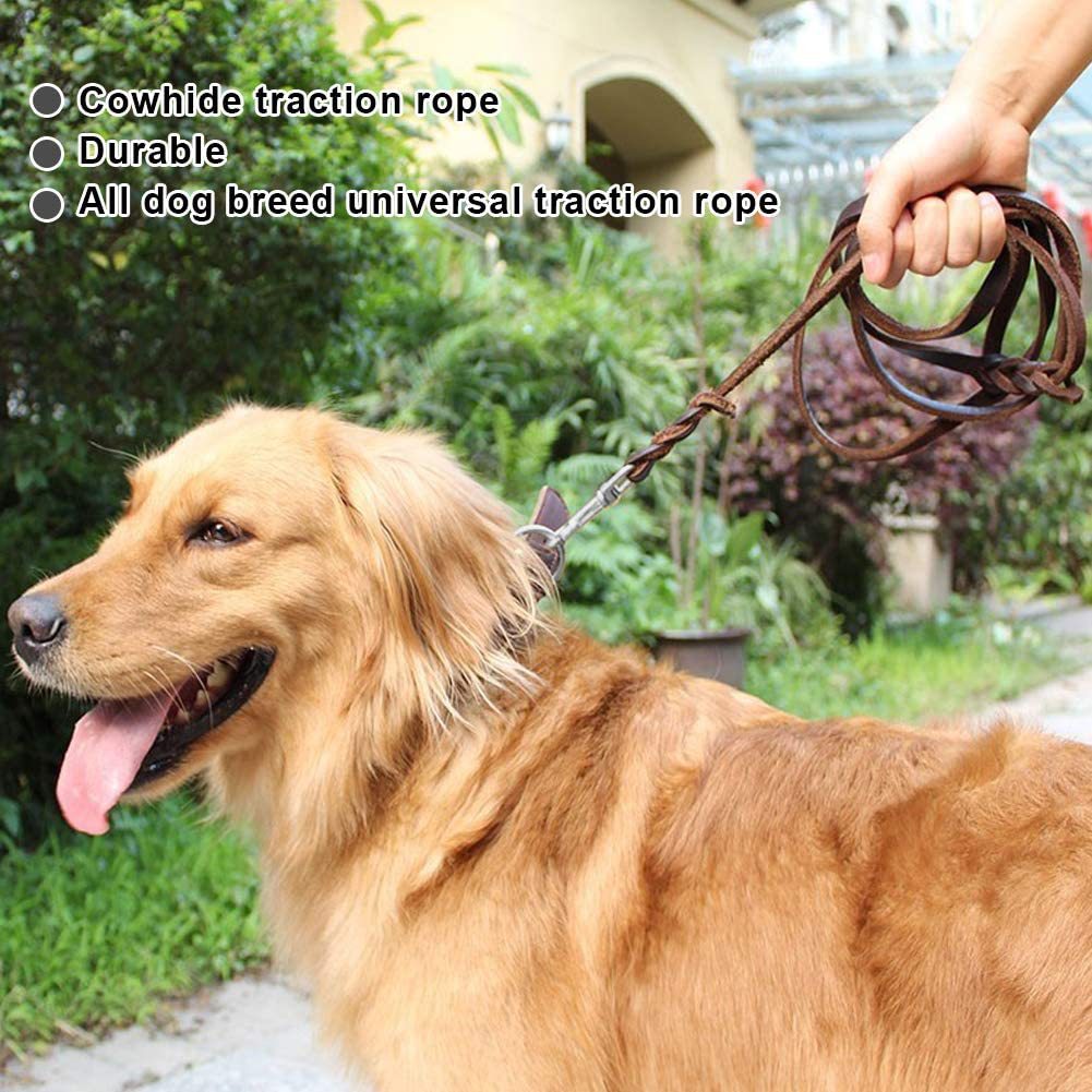 Cowhide Dog Leash for Medium Large Breeds