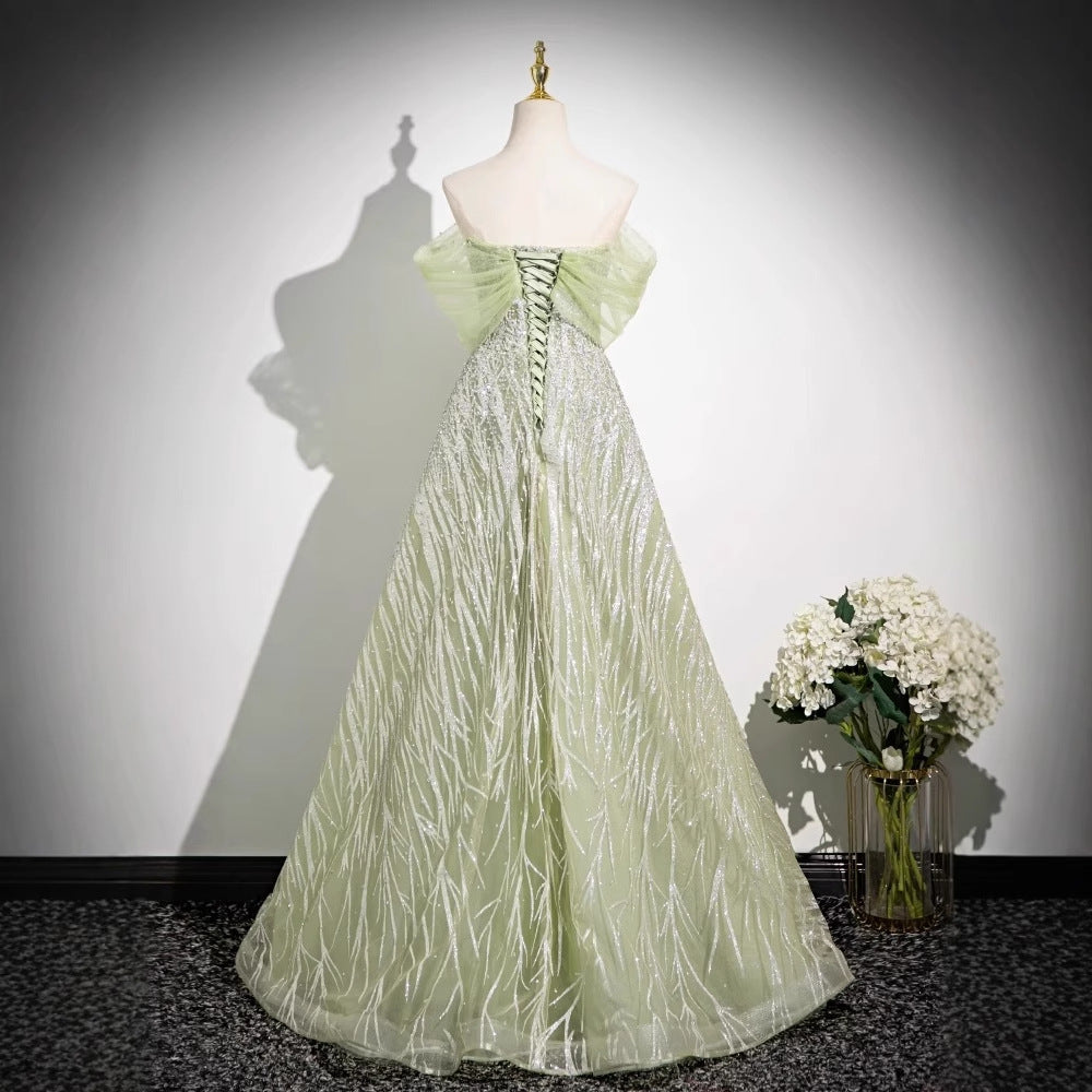Green Off-Shoulder Formal Dress