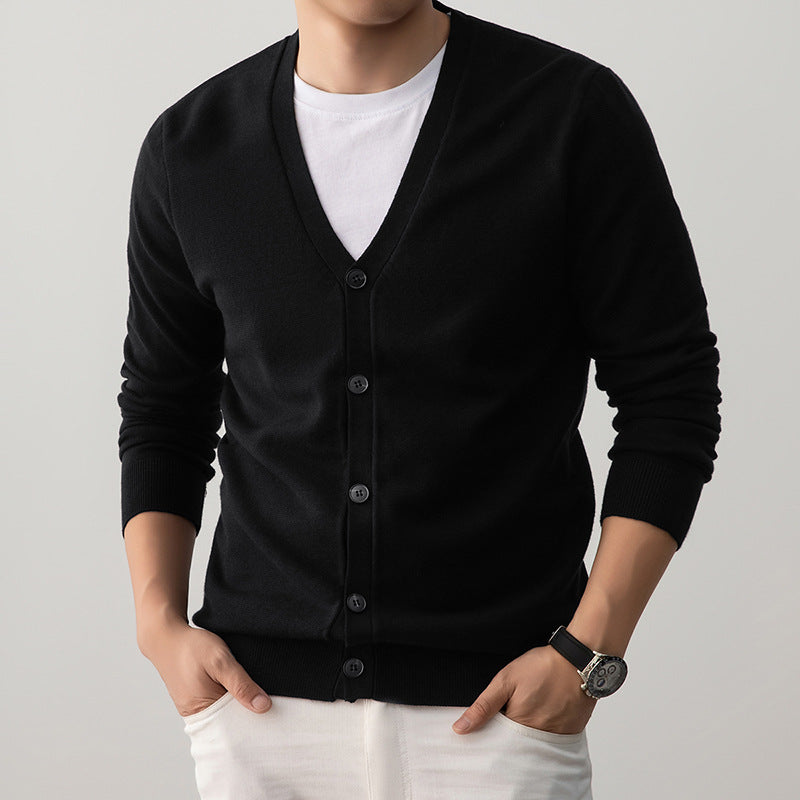 Men's V-Neck Cardigan Sweater Loose Fit Knit Sweater