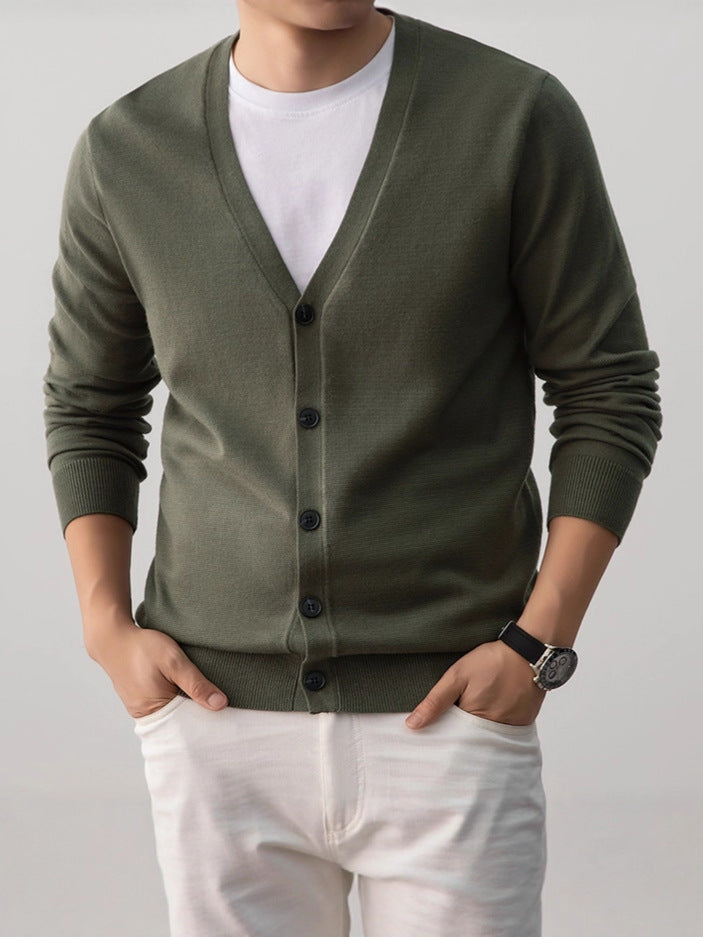 Men's V-Neck Cardigan Sweater Loose Fit Knit Sweater