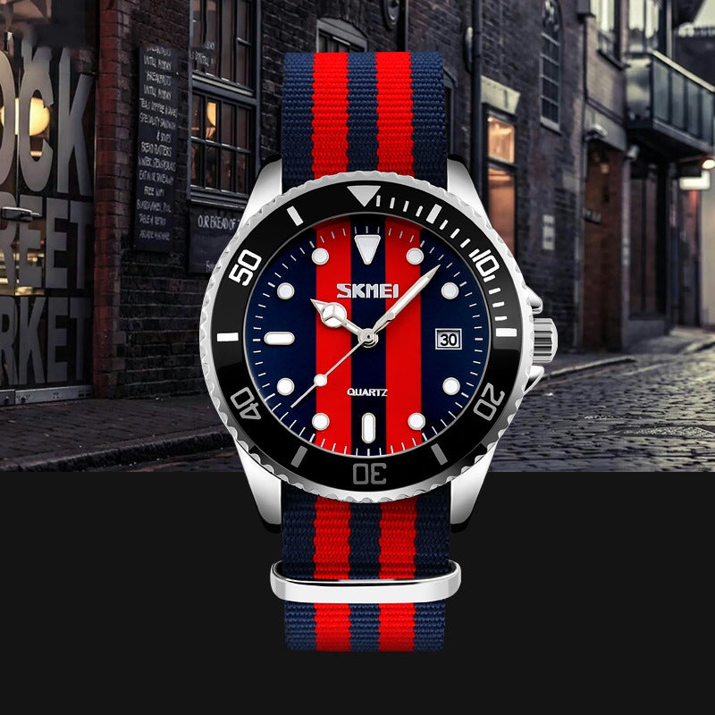 Men's Waterproof Quartz Watch with Stylish Fabric Band
