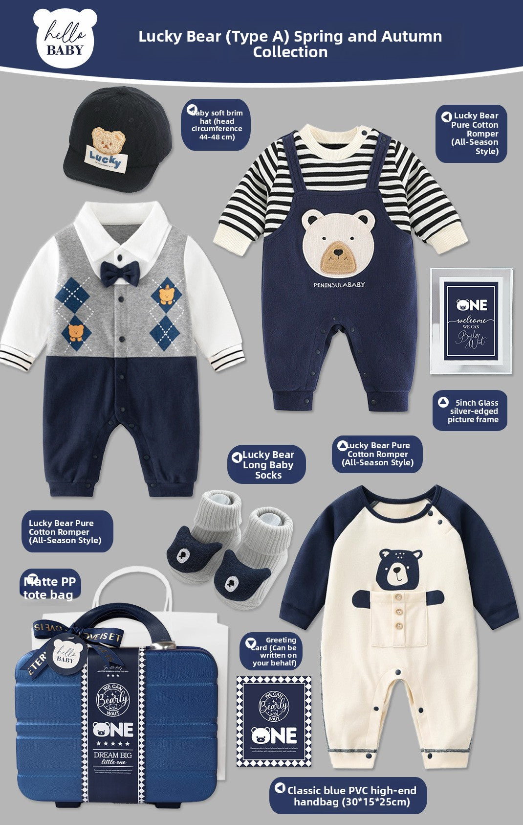 Baby gift box in blue carrying case