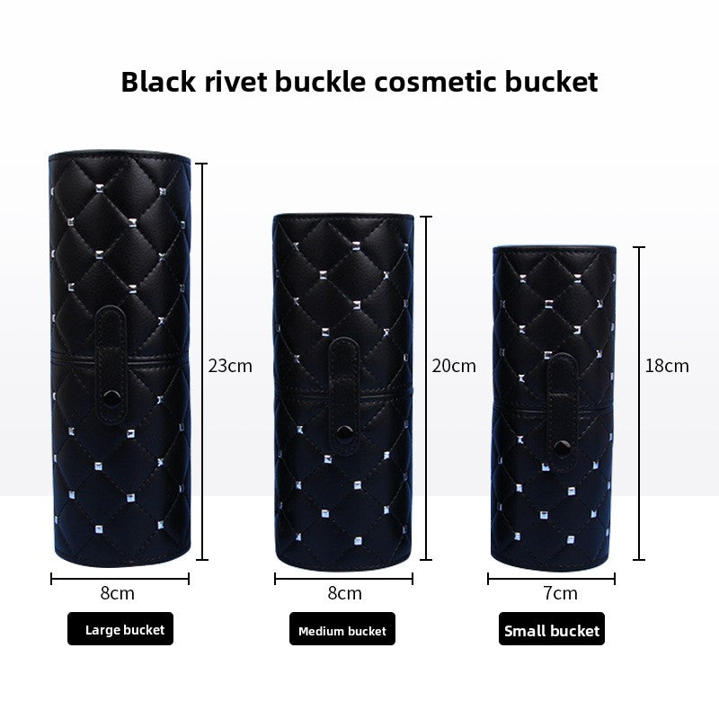 Round PU Makeup Brush Holder Storage Bucket