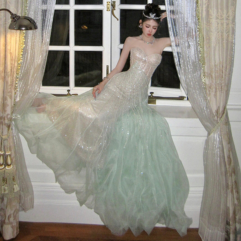 French Evening Dress Autumn New Banquet Tube