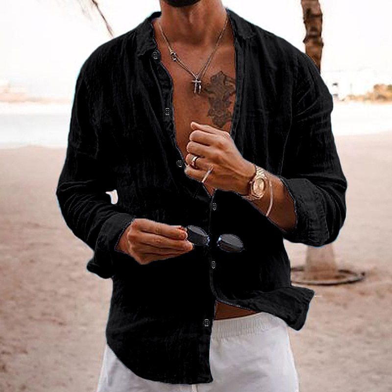 Cotton-linen long-sleeve shirt