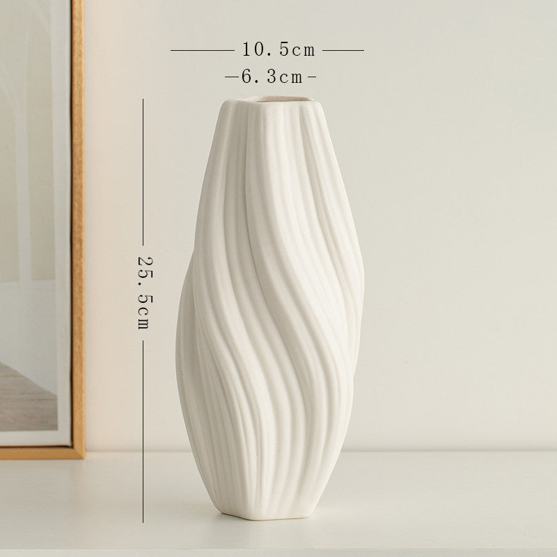 Nordic White Ceramic Dried Flower Vase