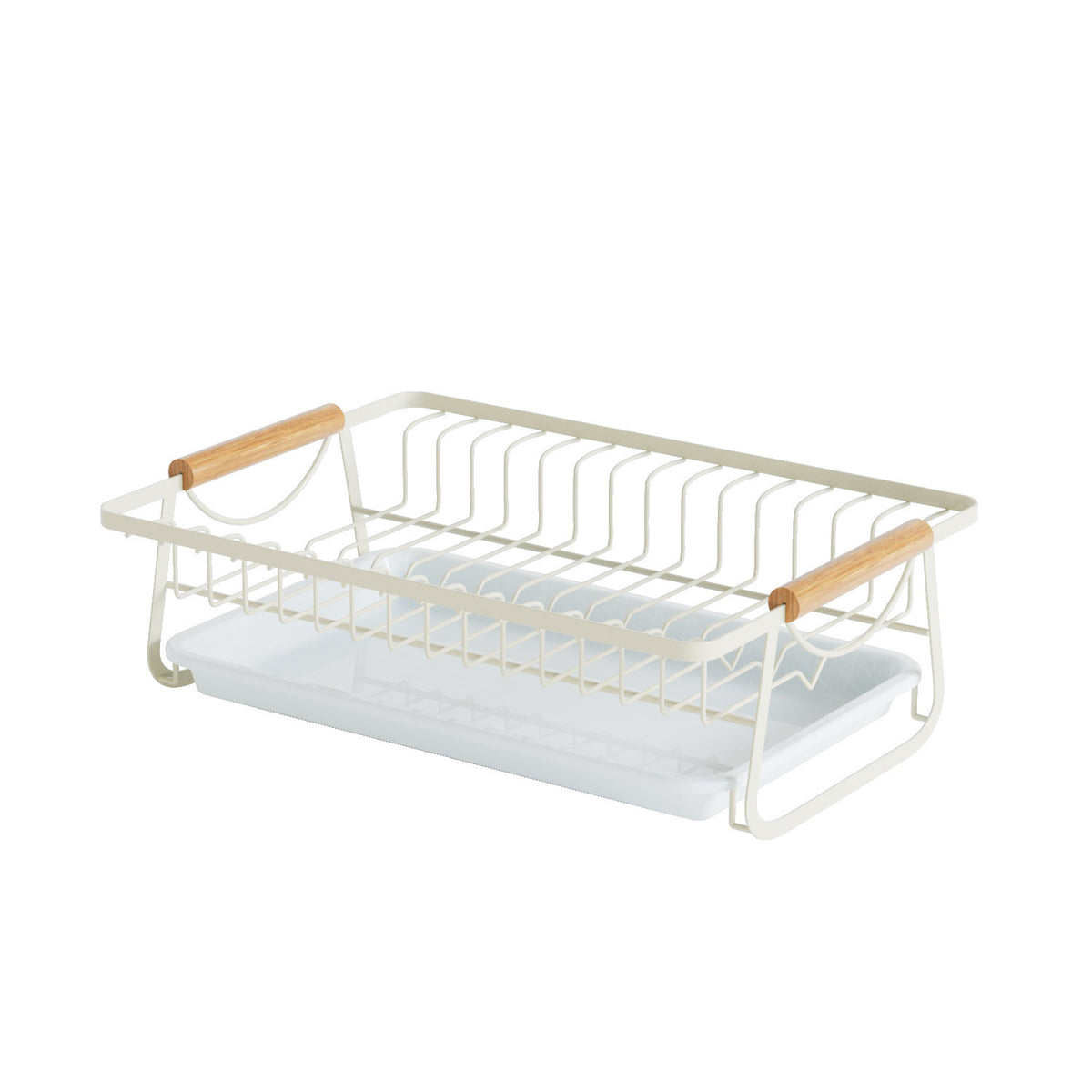 Multi-Functional Stainless Steel Kitchen Dish Drain Rack with Wood Handle