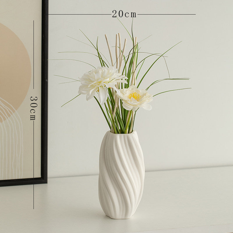 Nordic White Ceramic Dried Flower Vase