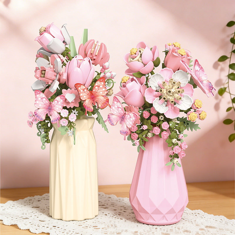 DIY Building Block Flower Bouquet with Vase