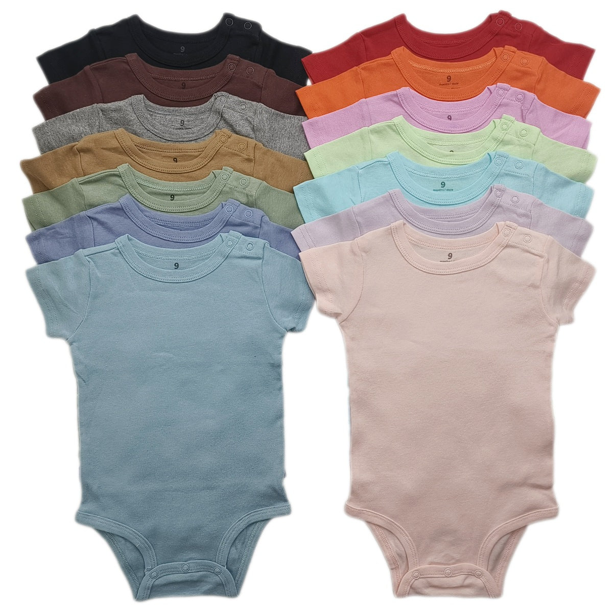 Baby Cotton Romper Short Sleeve Shoulder Opening Jumpsuit