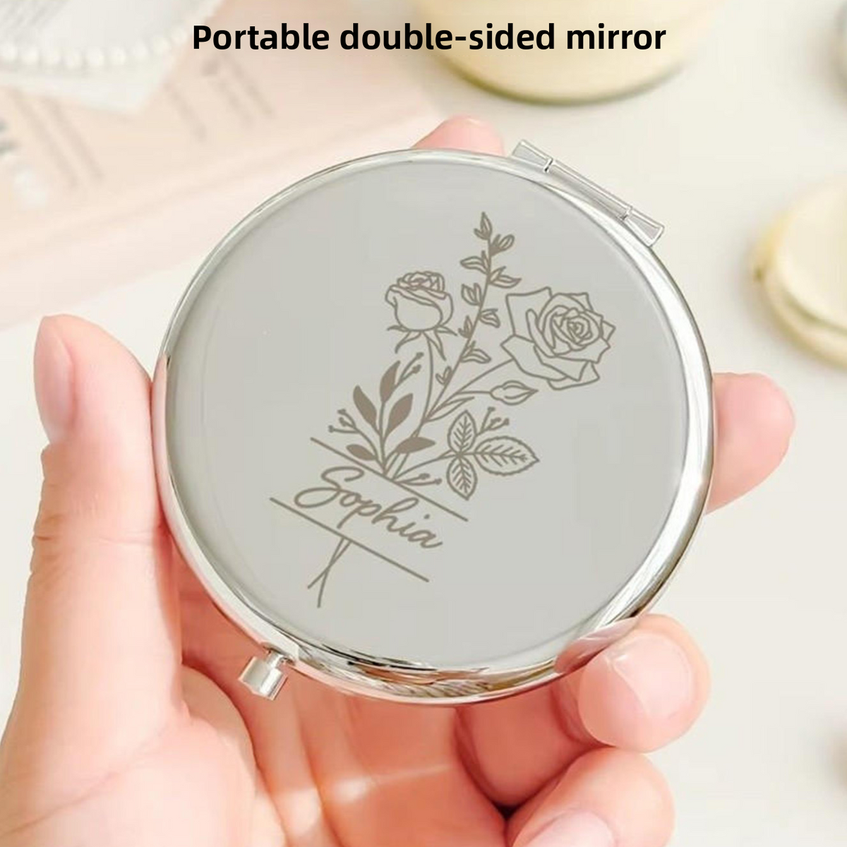Foldable Double-Sided Metal Makeup Mirror