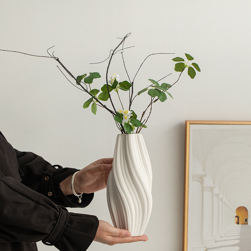 Nordic White Ceramic Dried Flower Vase