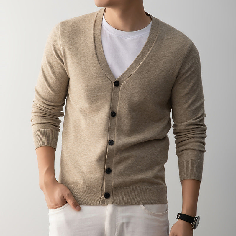 Men's V-Neck Cardigan Sweater Loose Fit Knit Sweater