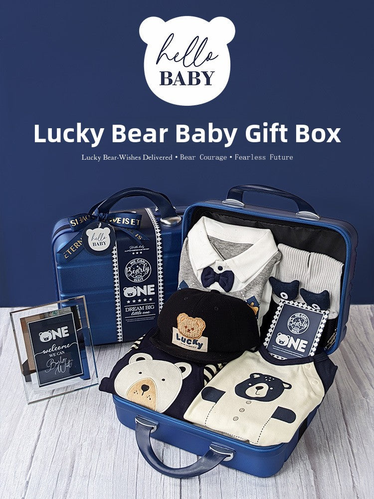 Baby gift box in blue carrying case