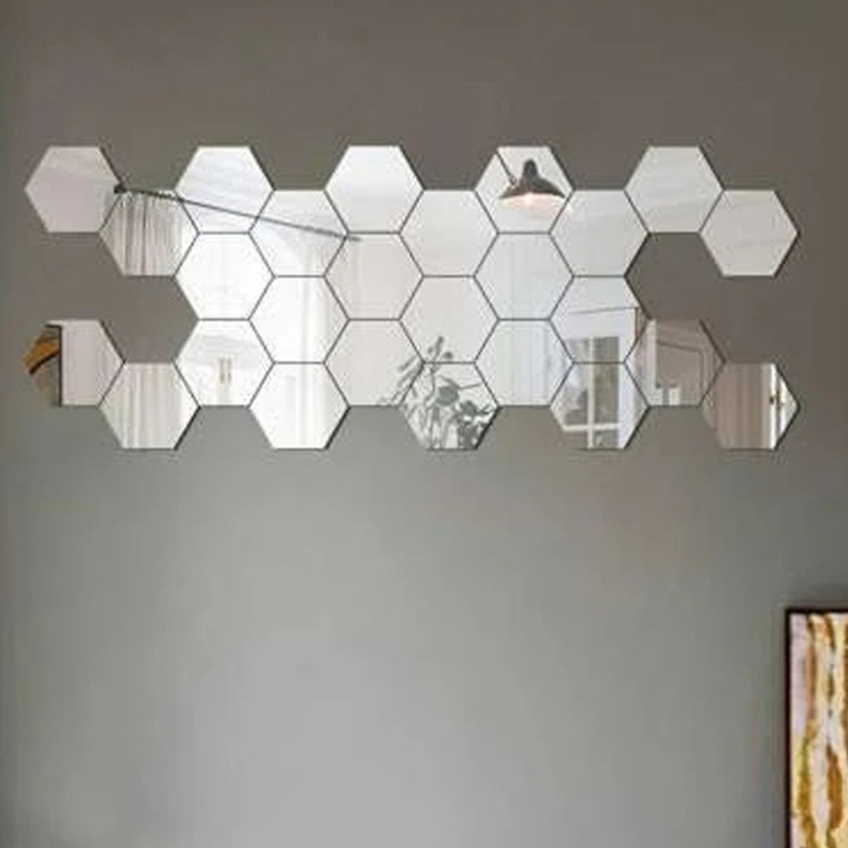Hexagonal acrylic mirror wall sticker