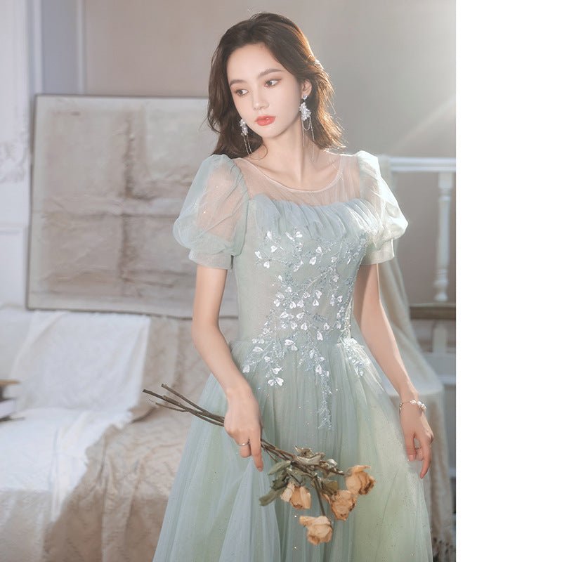 Elegant Aqua Green Tulle Evening Dress - RAINSTAR