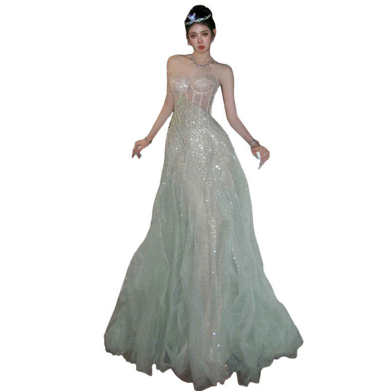 French Evening Dress Autumn New Banquet Tube