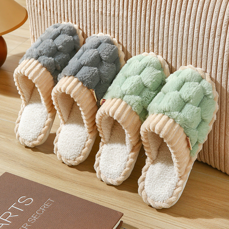 Fleece-Lined Plush Indoor Slippers