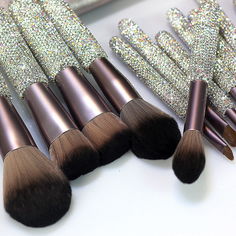 Diamond Makeup Brush Set 12Pcs with Rhinestone Handles