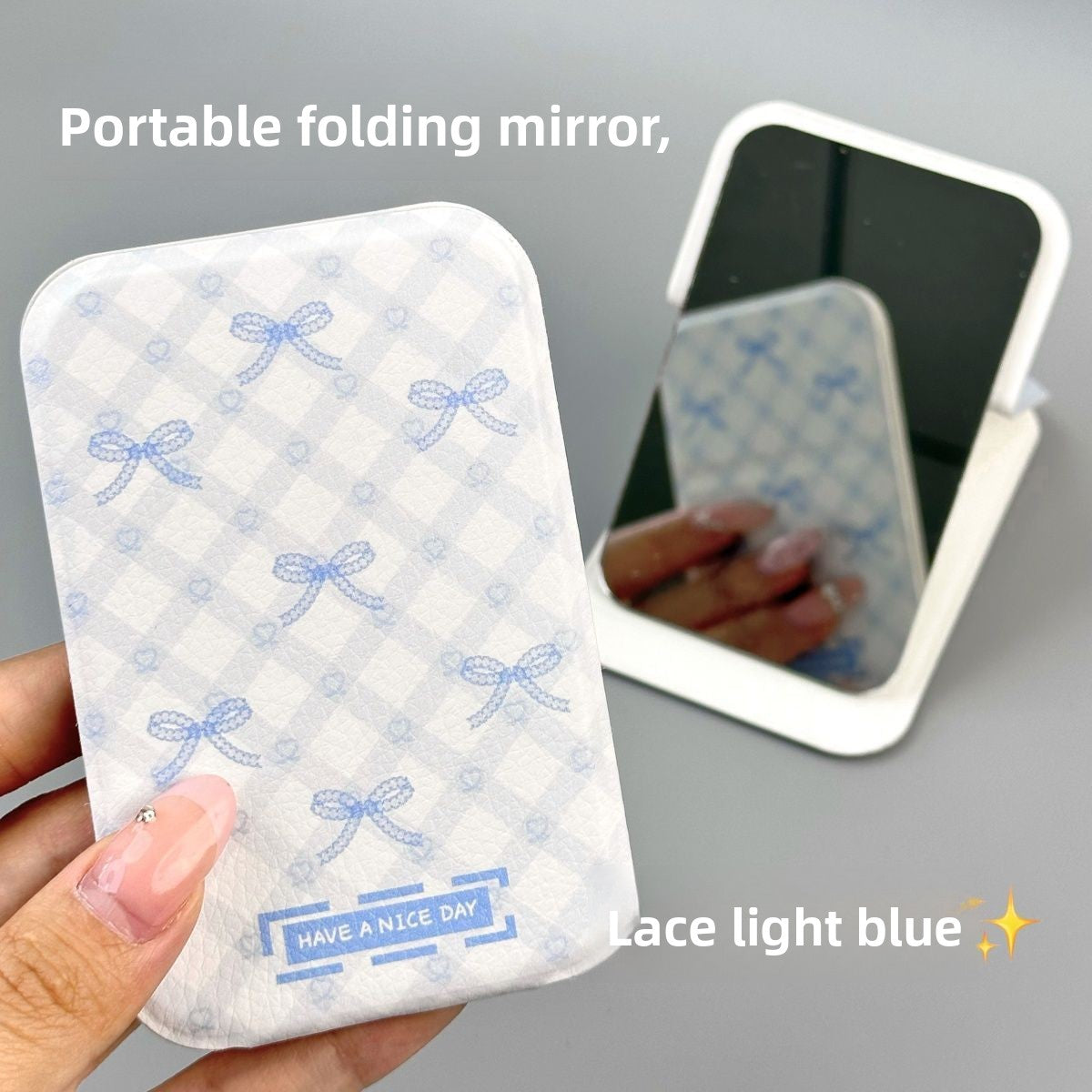 Portable Folding Makeup Mirror with Cute Designs