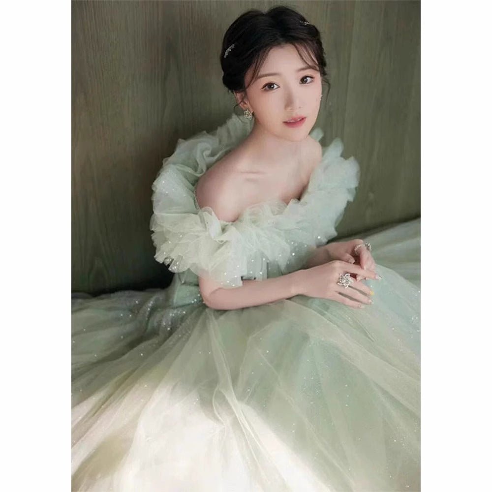 Green Off-Shoulder Wedding Dress - RAINSTAR