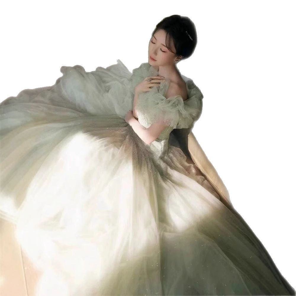 Green Off-Shoulder Wedding Dress - RAINSTAR