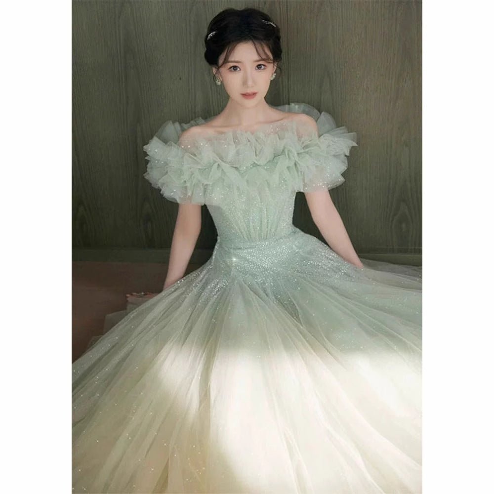 Green Off-Shoulder Wedding Dress - RAINSTAR