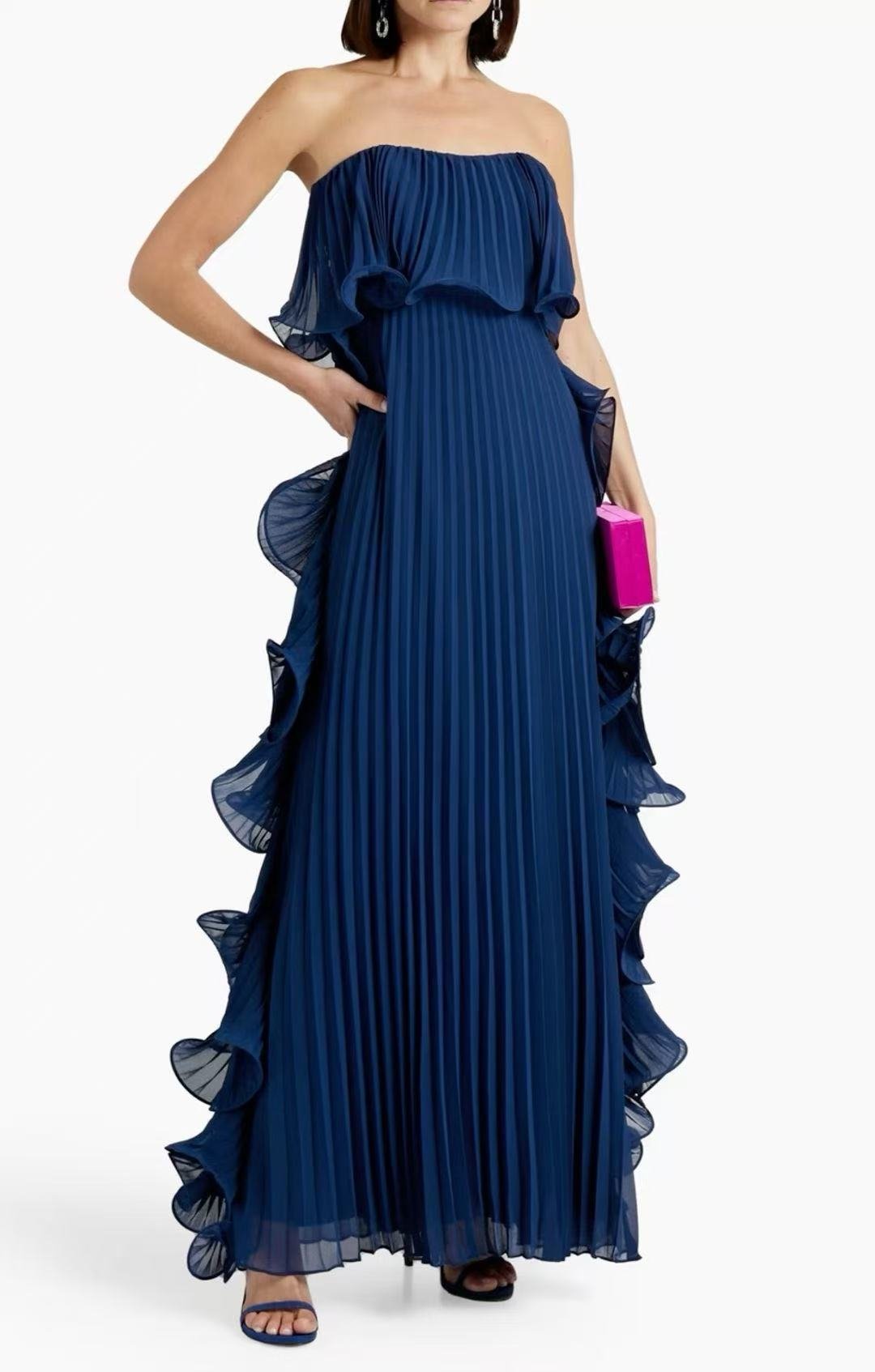 Pleated Wrap Flared Dress - RAINSTAR