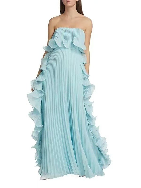 Pleated Wrap Flared Dress - RAINSTAR