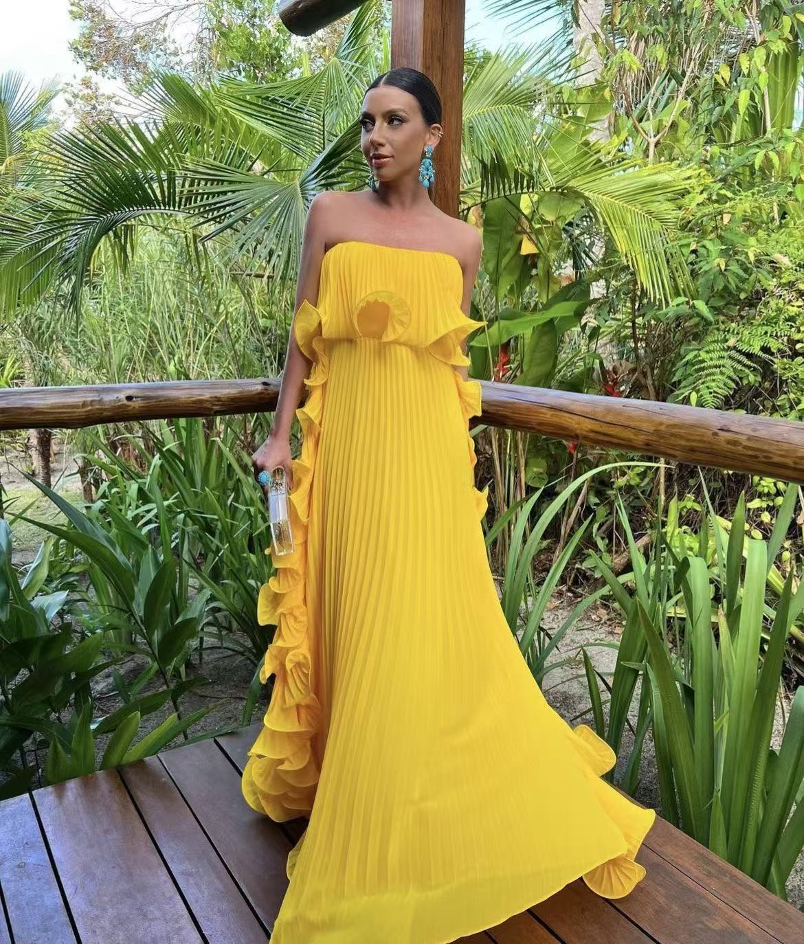 Pleated Wrap Flared Dress - RAINSTAR