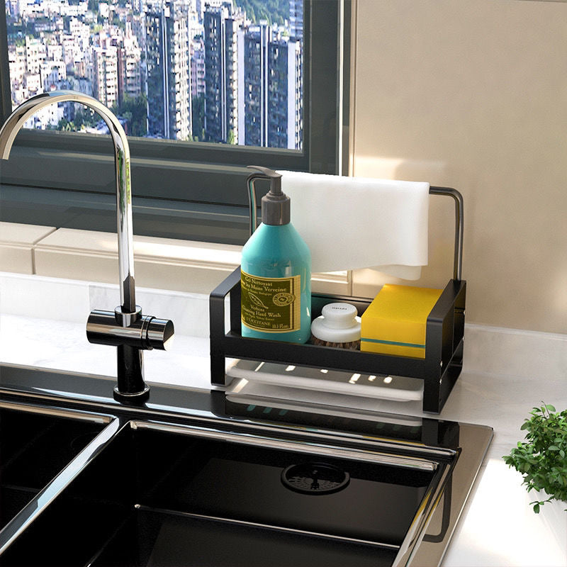 Kitchen Sink Caddy Organizer with Drain Tray and Rack