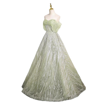 Green Off-Shoulder Formal Dress