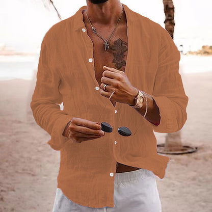 Cotton-linen long-sleeve shirt