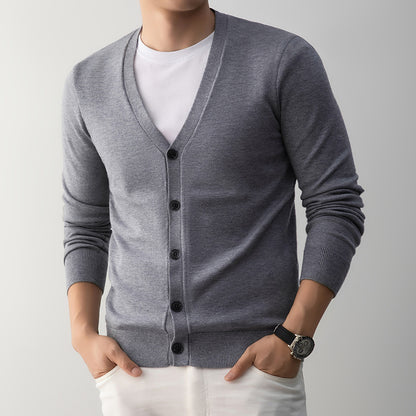 Men's V-Neck Cardigan Sweater Loose Fit Knit Sweater