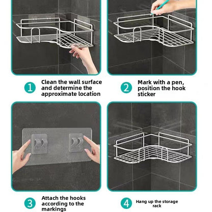 No Drill Bathroom Corner Storage Rack