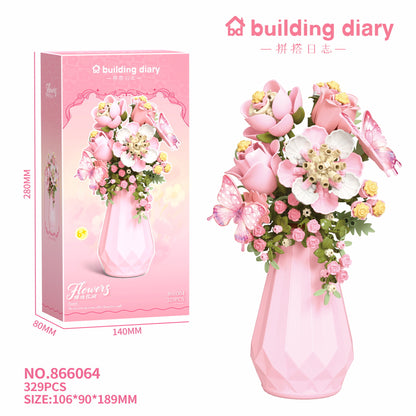DIY Building Block Flower Bouquet with Vase