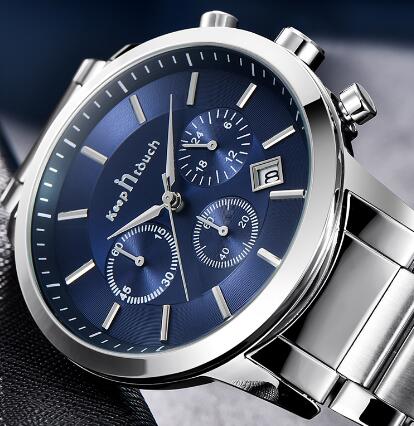 Fashionable Men's Waterproof Calendar Leather Watch
