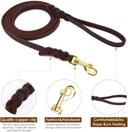 Cowhide Dog Leash for Medium Large Breeds