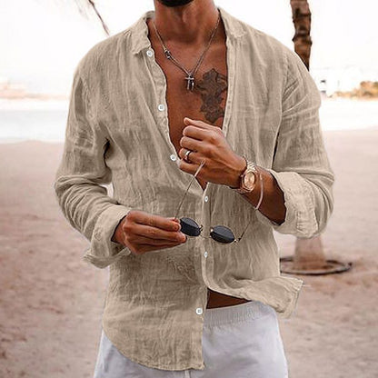 Cotton-linen long-sleeve shirt