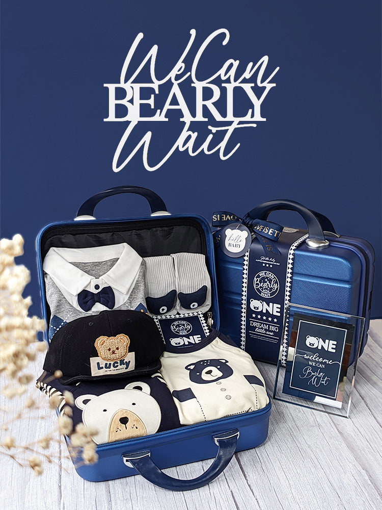 Baby gift box in blue carrying case