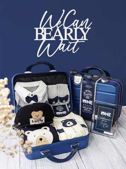Baby gift box in blue carrying case