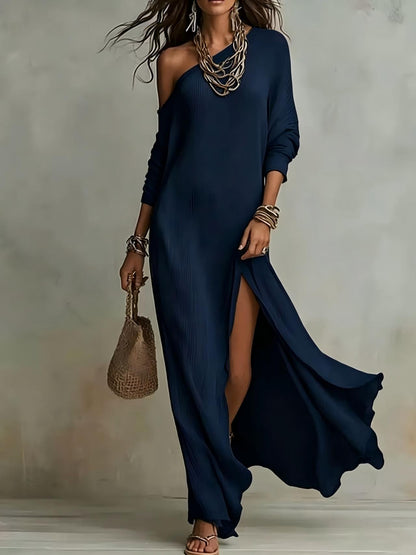 Elegant Long Sleeve Pleated Dress