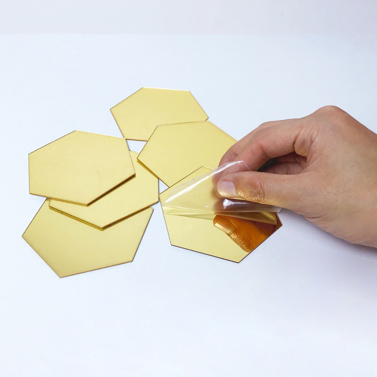 Hexagonal acrylic mirror wall sticker