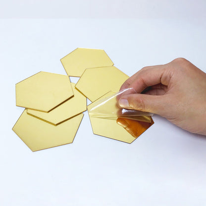 Hexagonal acrylic mirror wall sticker