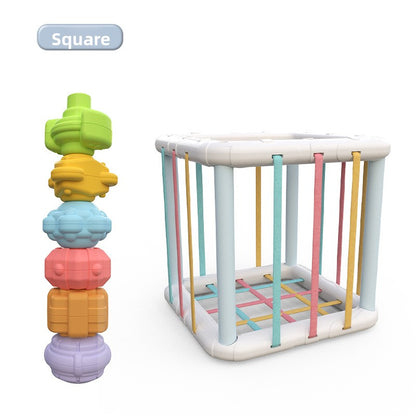 Rainbow Montessori Baby Grasping Toy with Rattling Balls