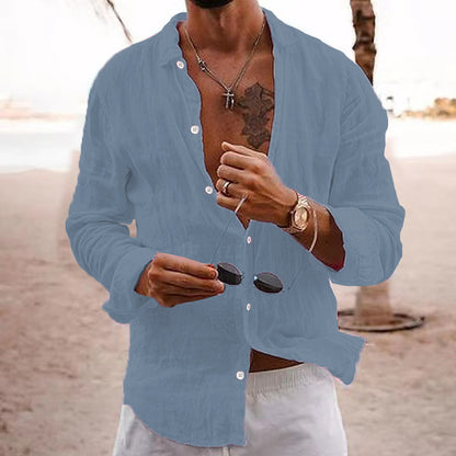 Cotton-linen long-sleeve shirt
