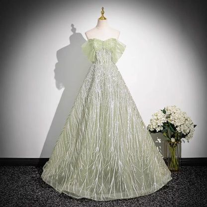 Green Off-Shoulder Formal Dress