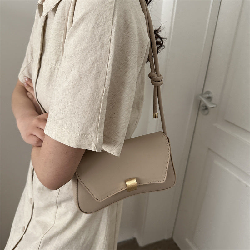 Solid Color Textured Shoulder Bag