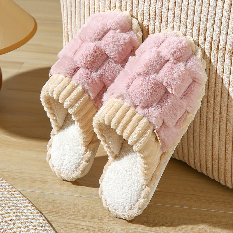 Fleece-Lined Plush Indoor Slippers