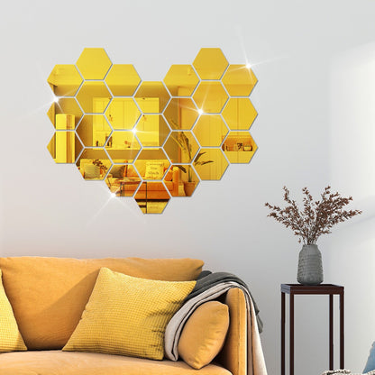 Hexagonal acrylic mirror wall sticker